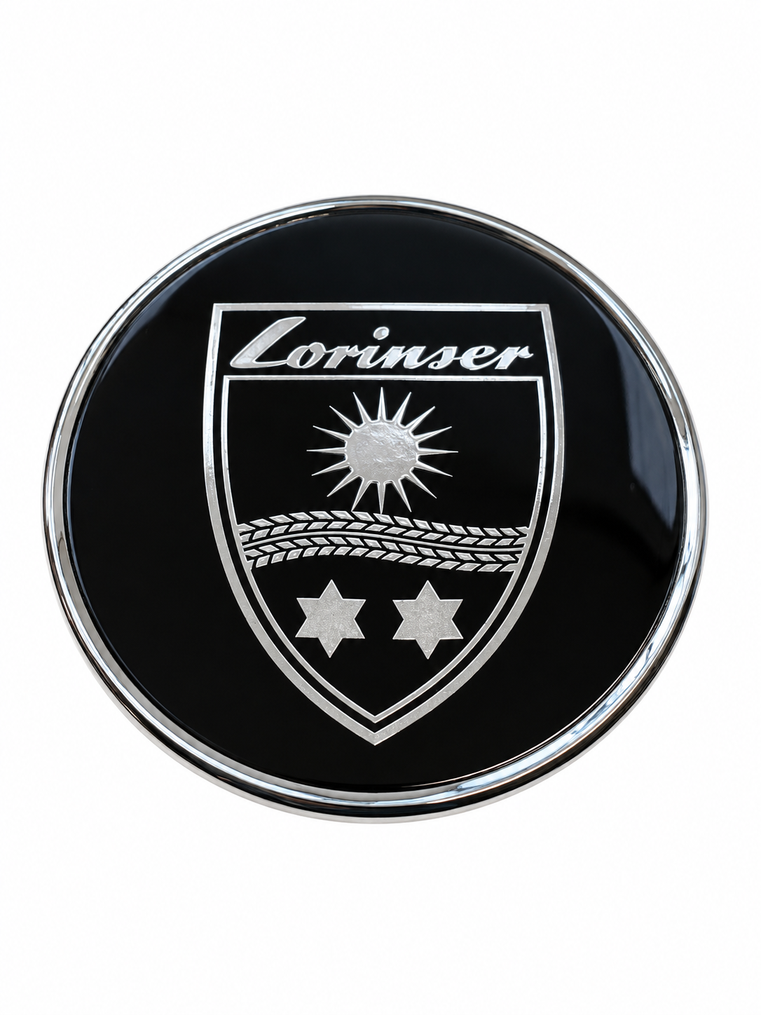 Lorinser emblem with family crest, round, large